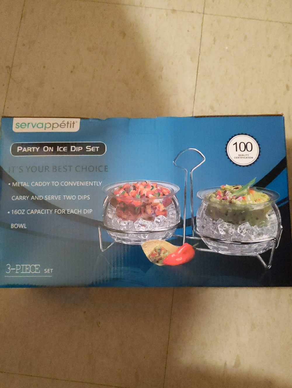 Party On Ice Dip Set - Clear Glass Bowls with Metal Stand